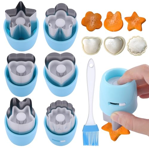 6 Teiliges Edelstahl Plätzchen Ausstecher Set Ausstecher Brot und Gemüse mit Schutzhülle Multifunktional Mini Ausstechformen Brotausstecher für Kekse, Kuchen und Obstgarnituren