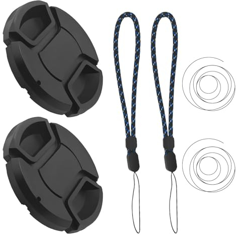 52mm Snap-On Filtergewinde Objektivdeckel Lens Cap - Kamera Objektiv Ersatz Deckel für Nikon LC-52, Kamera-Schutzdeckel für Canon Nikon Sony, Mittelklemme Ersatzkappe Fotokamera mit Lanyard (2 Stück)