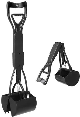 BARGAIN FACTORY Dog Pooper Scooper, 60cm Long Handle, Foldable Pet Waste Picker for Gravel, Dirt, Grass, No Bending Design