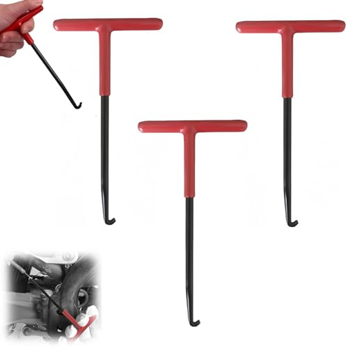 FMPXYYA 3 Pezzi Tira Molle Gancio a T per Trampolino Moto Scooter Decespugliatore, Strumento per Smontaggio Molle in Acciaio Alta Resistenza, Manico Antiscivolo Ergonomico Portatile