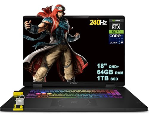 MSI Crosshair 18 HX AI Gaming Laptop 18 QHD+ 240Hz (100% DCI-P3) Intel 24-core Ultra 9 275HX (>i9-14900HX) 64GB DDR5 1TB SSD GeForce RTX 5070 (fino a 798 AI TOPS) RGB retroilluminato Thunderbolt