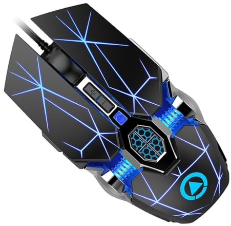 POPETPOP Souris de Jeu Filaire USB Rétroéclairage RGB 3200 Dpi ABS | Optique Programmable, Quatre Niveaux de Sensibilité, Mouvement Fluide, Usage Ordinateur Portable, Bureau et Gaming