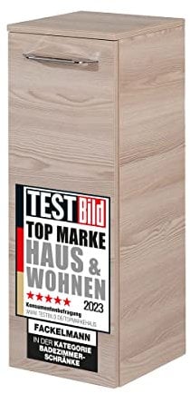 FACKELMANN Midischrank B. CLEVER/Badschrank mit Soft-Close-System/Maße (B x H x T): ca. 30,5 x 81 x 32 cm/hochwertiger Schrank/Möbel fürs Badezimmer/Korpus: Braun hell/Front: Braun hell