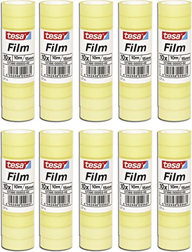 tesafilm® Klebeband, Standard, 10m x 15mm (10 Packungen = 100 Rollen)