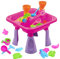 The Magic Toy Shop Sand and Water Table, 23-Piece Set, Pink – Includes Watering Can & Accessories, Two Compartments & Drainage – Kids Outdoor Play Equipment for Messy Sandpit Play