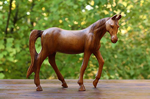 G6 Collection 30,5 cm große, handgeschnitzte Holzfigur, Statue, Skulptur, handgefertigt, dekorative Heimdekoration, Akzent, rustikale Dekoration, Walking Horse