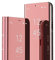 HMTECH iPhone XR Case Clear View Mirror Flip Case for iPhone XR 6.1 Inch, Pink Gold PU Mirror with Stand Function