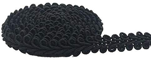 Yalulu 50 Meter Geflochten Drehkordel Borte aus Dekoband Zierband Geschenkband Spitzenborte Schnur Kordelband für Nähen Handwerk Hochzeit Kleidung Deko (Schwarz)