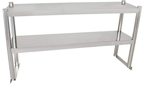 Beeketal 'BTA-100' Küchen Arbeitstisch Aufsatzboard 100 cm aus Edelstahl mit 2 Ablageflächern (Tragkraft je Ablage 15 kg) - Regal Aufsatz zur Montage auf Beeketal Gastro Küchentischen
