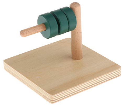 Perfeclan Montessori Holzspielzeug – Scheiben auf Horizontalem Dübel, Hand-Auge-Koordination & Logiktraining für Kleinkinder, Pädagogisches Lernspielzeug