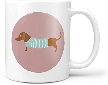 NOT JUST A PRINT Personalised Dog Mug with 27 Designs - Gift for Dog Lover, Ideal Secret Santa, Christmas Stocking Filler, Birthday, Mother’s Day or Father’s Day (Dachshund/Tan Sausage)