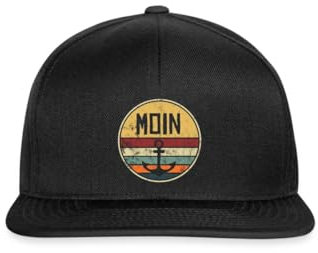 Spreadshirt Moin Anker Vintage Retro Style Snapback Cap, One Size, Schwarz/Schwarz
