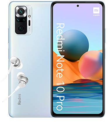 Xiaomi Redmi Note 10 Pro - Smartphone 6+128GB, 6,67 AMOLED DotDisplay de 120 Hz, Snapdragon 732G, 108 MP Cámara cuádruple, 5020 mAh, Azul Glaciar