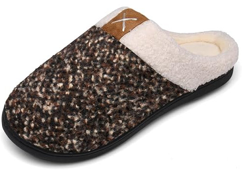 Mishansha Winter Hausschuhe Herren Gefüttert Pantoffeln Damen Warm Slippers Memory Foam Plüsch Kaffee 46/47