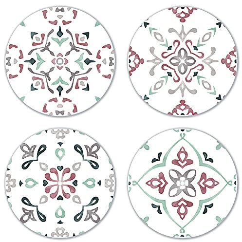 Interluxe LED Untersetzer RUND 4er Set - Ibiza Style Sant Antonio - Vier leuchtende Design Untersetzer als Tischdeko, Geschenkidee, Boho, Strand
