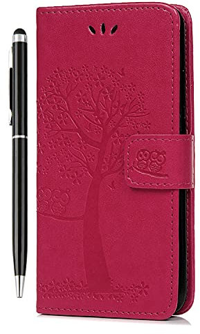 Samsung Galaxy A53 5G Case Flip Premium Wallet Phone Case Shockproof PU Leather Owl Tree Embossed Magnet Cover for Samsung Galaxy A53 5G with Kickstand Card Holder & 1 Touch Pen Rose Pink