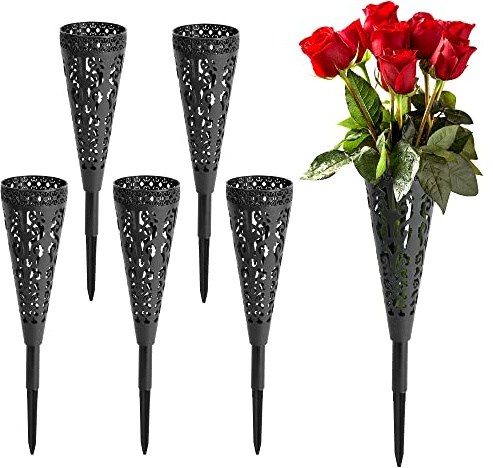 12 6pcs Grave Vase, Memorial Floral Vase-Cemetery Grave Cone Flower Holder