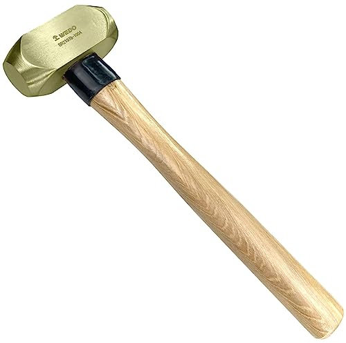 WEDO BR2106 Fäustel mit Holzgriff Kopfgewicht 3000g Hochwertiger Hammer aus Messing 700mm Geschmiedetes Messing Handwerkzeuge