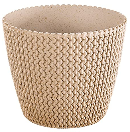 Prosperplast Blumentopf, Ocker, ohne Tank, Kollektion SPLOFY ECO Wood, 15,7 x 15,7 x 13,2 cm, Fassungsvermögen 1,7 l.