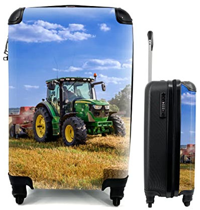 MuchoWow© Koffer Handgepäck Trolley Rollkoffer Kleine Reisekoffer mit 4 Rollen - Traktor - Bauernhof - Heu - Feld - Sonne - Landleben - Cabin Size < 55x40x23 & 55x40x20 cm - Fotokoffer -