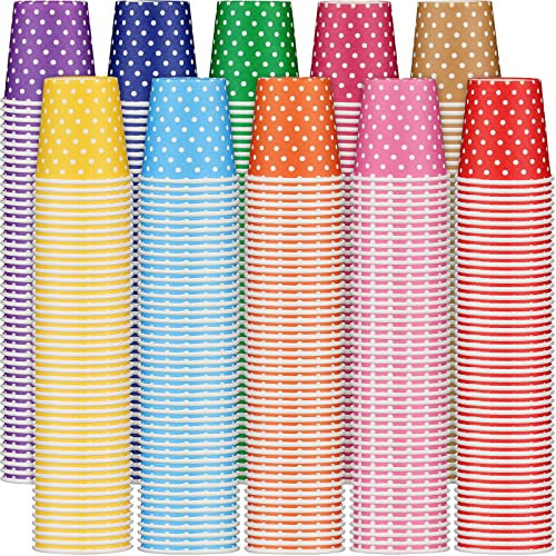 1000 Stück 142 ml Pappbecher, gepunktet, mehrfarbige Papier-Einwegbecher, kalte Getränke, kleine Mundspülbecher für Badezimmer, für Partys, Picknick, Reisen, Veranstaltungen, Kaffee, 10 Farben