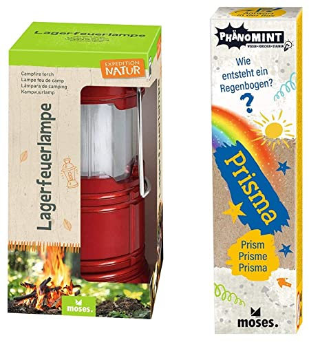 moses. Expedition Natur Lagerfeuerlampe | LED Campinglampe & PhänoMINT Prisma, Experimentierspielzeug für Kinder, Glas-Prisma zur Lichtbrechung in tolle Regenbogen-Farben