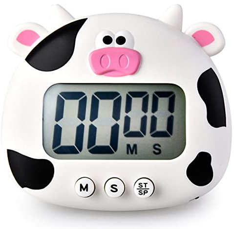 Temporizadores Digitales de Animales de Dibujos Animados Lindos, Temporizador de Cuenta Regresiva Temporizadores para niños Pantalla LCD Temporizador de Cocina magnético(Blanco)