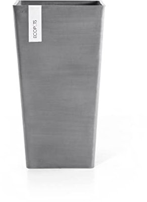 Ecopots Blumentopf Rotterdam Grau - 30 x 30 cm, 56 cm hoch - quadratisch groß - Pflanzentopf aus Recycling Kunststoff - Übertopf modern für Indoor und Outdoor