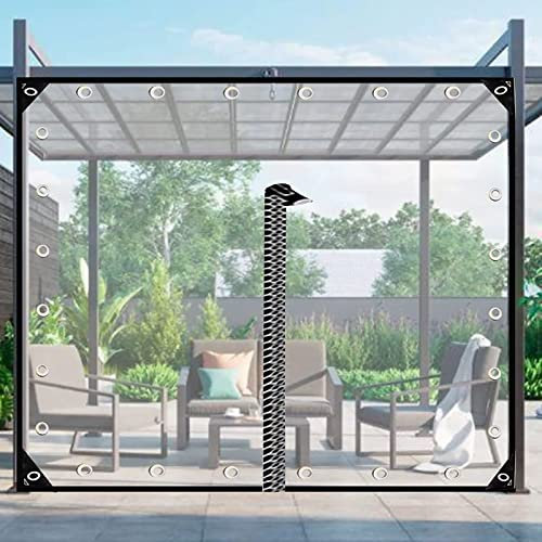 Telone Occhiellato Impermeabile,Telo PVC Trasparente per Esterno, 0.35mm Tela Cerata Frangivento,per mobili da giardino, piscina, auto, Copertura Tettoia con 1 cerniera(Size:4x7m)