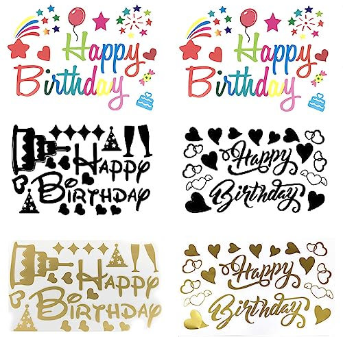 6 Stück Happy Birthday Luftballon Aufkleber, Balloon Sticker Selbstklebende Ballonaufkleber Happy Birthday Alphabet Aufkleber für DIY Luftballons auf Geburtstagsfeiernf (Mehrfarbig)