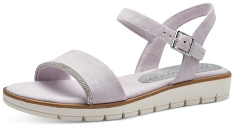 MARCO TOZZI Sandali Donna con Tacco a Zeppa con Dettaglio Glitterato Vegani, Viola (Lavender), 36 EU