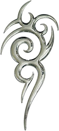 carstyling XXL 3D-Chrome-Sticker Tribal, Silber, Kunststoff, Fahrzeugembleme, Emblem, Auto, 100 x 45 mm