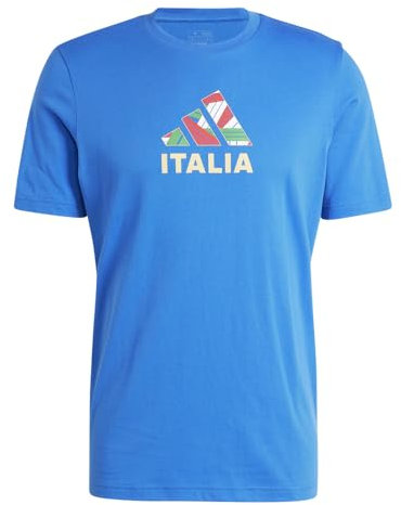 adidas Herren Italy Fan Graphic T-Shirt, Blau, Größe XL, blau, XL