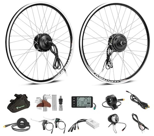 SHIMOST 26 Zoll E-Bike Umbausatz Conversion Kit 36V250W Frontmotor für Vorderrad mit Scheinwerfer, Controller, LCD, PAS Sensor, Daumengas