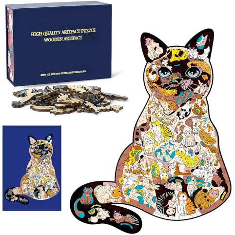 Puzzle Holzpuzzle Erwachsene 200 Teile Holzpuzzle Einzigartige Wooden Puzzle in Tierform Holzpuzzle Kinder Tierpuzzle Puzzle Katzen Wunderschön Verpackt in Einer Geschenkbox