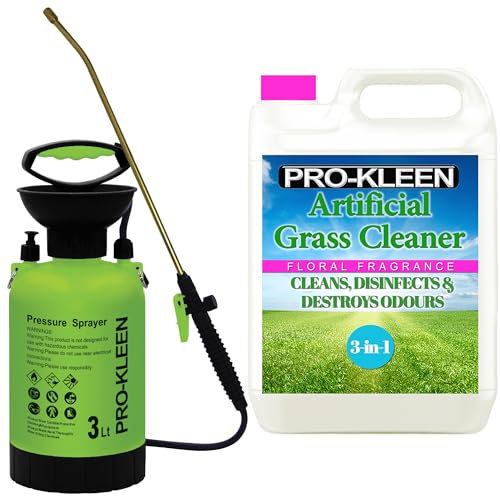 Pro-Kleen Artificial Grass Cleaner 5L With 3L Pump Pressure Sprayer - Perfect for Homes with Dogs – Cleans, Deodorises & Fragrances (Floral)