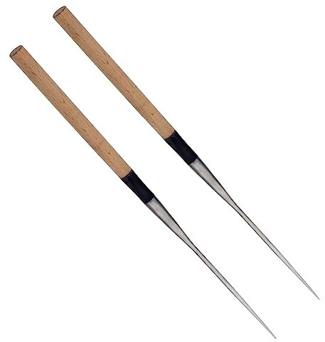 GOOHOCHY 2pcs Sashimi Bacchette Moribashi Bacchette da Cucina Bacchette Calde Manico Lungo Bacchette Sushi Servire Legno Bacchette Cinesi Riutilizzabili A Punta Set Da Viaggio In Acciaio Inox