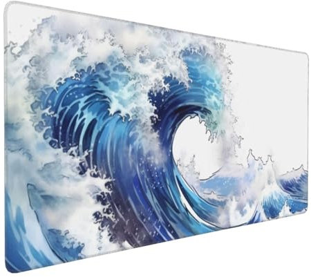 Big Waves Extended Gaming Mouse Pad, XXL Large Desk Pad 900 x 400mm, Big Keyboard Mousepad, Easy Clean Desk Pad for Gaming Office Home