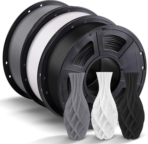ANYCUBIC PLA Filament 1.75mm, 3D Drucker Filament PLA, Filament 3d Druckmaterialien für FDM 3D-Drucker, Vakuumverpackung, Ordentliche Spule, 3kg Schwarz & Weiß & Grau