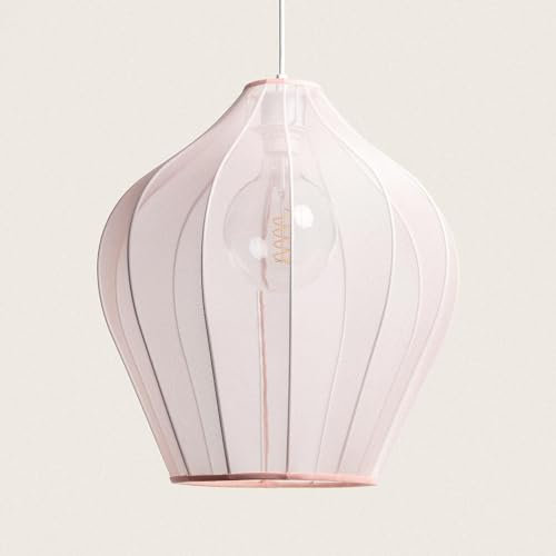 LEDKIA LIGHTING - Suspension Métal et Tissu Yara | Éclairage 60W | Design Bohème | Pour Chambres, Salons, Hôtels | Ampoule E27 Non Incluse, Rose Pastel, Métal, Tissu
