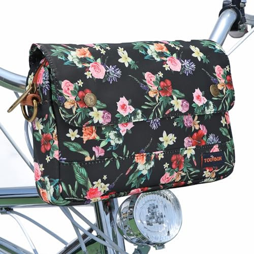 Tourbn TOURBON wasserdichte Segeltuch-Fahrradtaschen Fahrradtasche Lenkertasche Blumenmuster