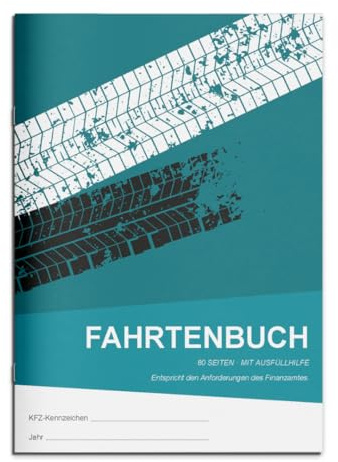 Fahrtenbuch DIN A5 | Finanzamtkonform für PKW | 80 Seiten mit Ausfüllhilfe | Fahrtenbücher 1er, 2er, 3er, 5er oder 10er Pack | zur Dokumentation geschäftlicher und privater Fahrten (5 Stück)
