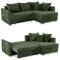Cord Ecksofa 236x160 cm mit Schlaffunktion und Bettkasten, Tasche in der Armlehne, L-Couch mit Ottomane ausziehbar, links oder rechts montierbar, Bezug Cordstoff in Grün / 15207