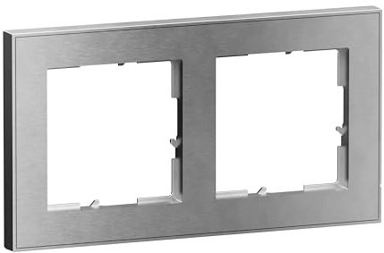 LEGRAND, SEANO+ 2-fach Rahmen mit Echtmaterialoberfläche, halogenfreies Thermoplast, nachhaltige Produktion und Verpackung, Farbe: Brushed Steel, 765392