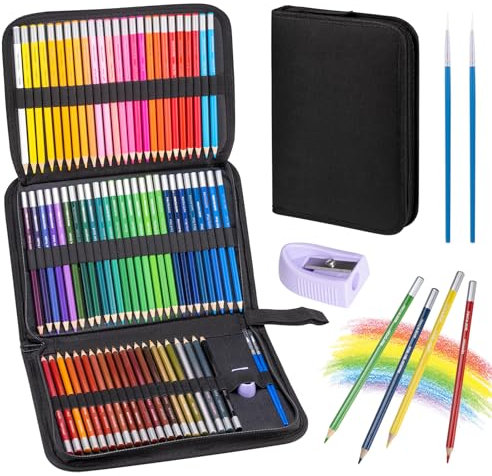 Carehabi 72 Buntstifte Set, Hochwertige Farbminen mit weichem Kern mit Tragbarer Premium-Reißverschlusstasche, Bundstifteset Perfekt für erfahrene Künstler, Kinder, Profi- und Farbkünstler