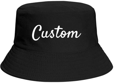 Fischerhut für den Außenbereich, personalisiertes Bild mit Text, Sommer, Reisen, Strand, Angeln, Schwarz, Schwarz , One size