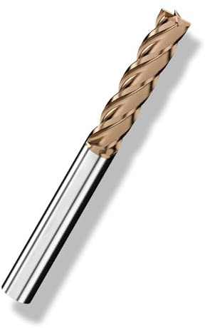 Cleqee 1 fraise à queue en carbure de tungstène, fraise carrée de 8 mm, revêtement AlTiN, 4 lames de foret hélicoïdal CNC, longueur de la lame 25 mm x longueur totale 75 mm x diamètre de la tige 8 mm