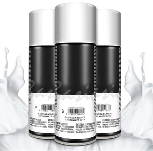 TIENDA EURASIA – Pintura Spray | Pack de 3 Unidades | Spray Pintura | Distintos Acabados |Capacidad 200 ml | 5x17.5 cm (Blanco Satinado)