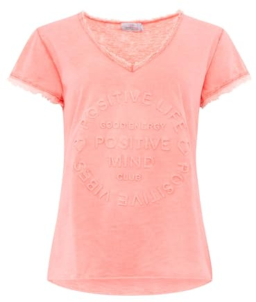 Zwillingsherz Shirt Positiv für Damen Frauen Mädchen - Hochwertiges 100% Baumwolle Oberteil kuschelig weich Sommer Kurzarm Hemd Tail Top V Ausschnitt Fransen Ärmel