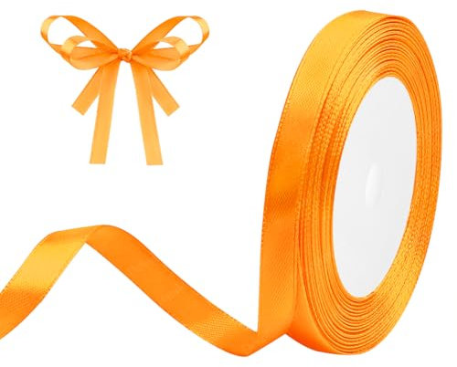 Geschenkband Orange 10mm x 23m Satinband Orange Schleifenband Geschenkband Satinbänder für Geschenkverpackungen, Basteln, DIY, Nähen, Brautparty-Dekoration, Christbaumschmuck